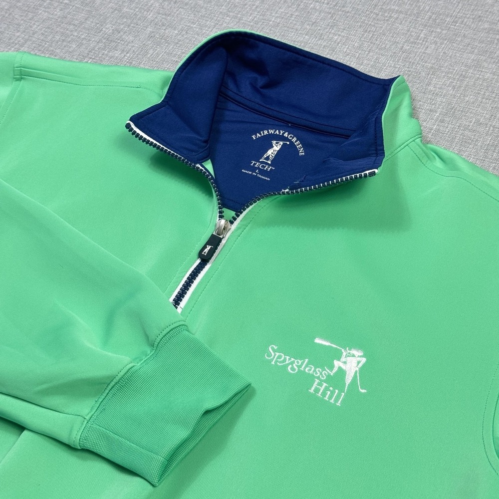 Fairway & Greene Spyglass Hill Golf 1/4 Zip Pullover Men Large Green Performance